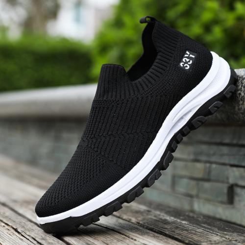 Mesh Fabric & Plastic Cement Men Sport Shoes hardwearing & breathable Solid Pair