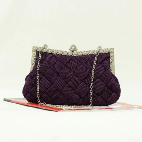 Polyester Clutch Bag with chain & attached with hanging strap & with rhinestone Solid PC