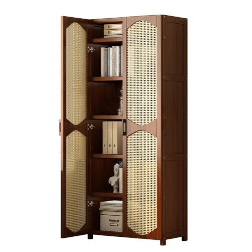 Medium Density Fiberboard & Moso Bamboo & PE Plastic Bookshelf durable & dustproof Dark Brown PC