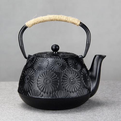 Cast Iron Teapot flower shape black PC