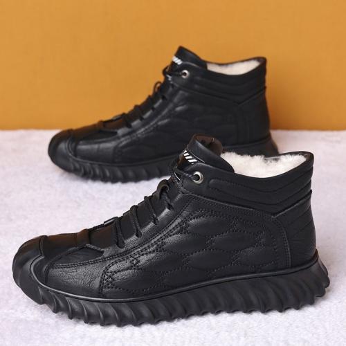 Plastic Cement & PU Leather Men Casual Shoes fleece & thermal Pair