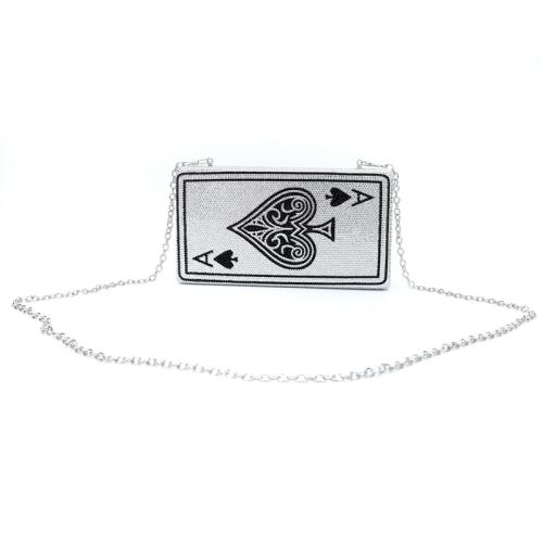 PU Leather & Rhinestone hard-surface & Easy Matching Clutch Bag with chain Poker Shape PC