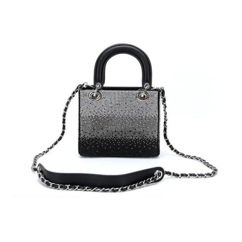 PU Leder & Strass Handtasche, Schwarz,  Stück