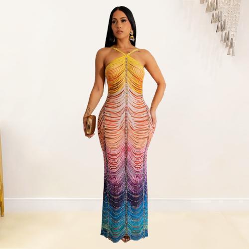 Milk Fiber Waist-controlled Sexy Package Hip Dresses backless & floor-length multi-colored PC