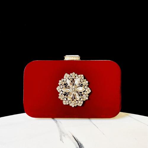 Velour & Polyester hard-surface & Evening Party Clutch Bag attached with hanging strap Solid PC