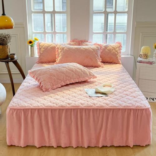 Rabbit Velvet Padded Bed Skirt Style Bed Cover 2024 New Bedspread Highlight Mattress Protective Cover