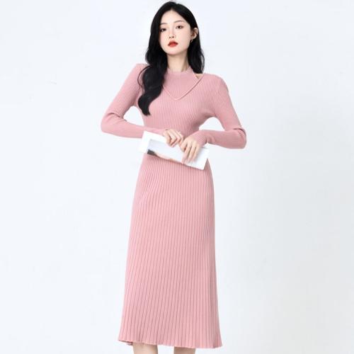 Fashion fake two-piece gentle style waist-tight knitted dress halter sweater skirt