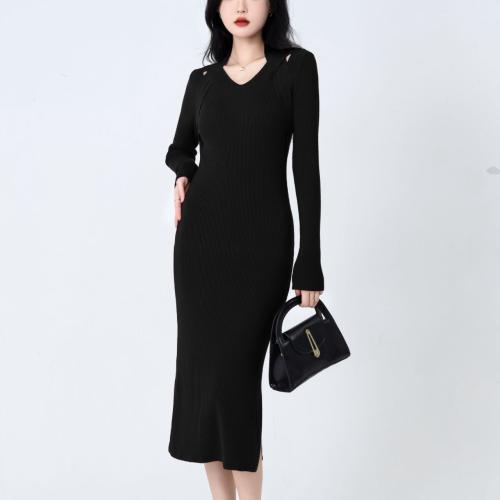 Elegant retro halter knitted dress autumn and winter fashion women's clothing French niche design inner sweater skirt