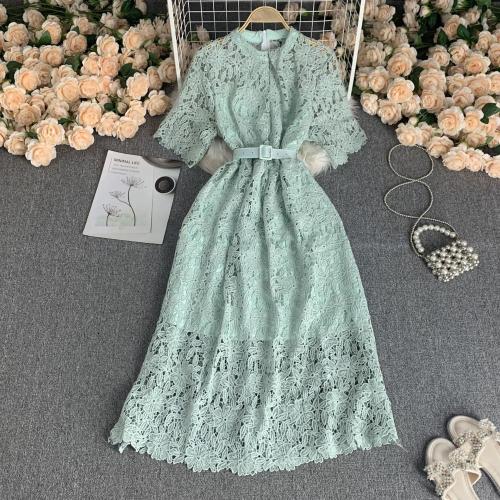 Light Luxury Hollow-out Carved Lace dress Women's High-end Multi-layer Ruffled Cake Skirt Ladies Dress