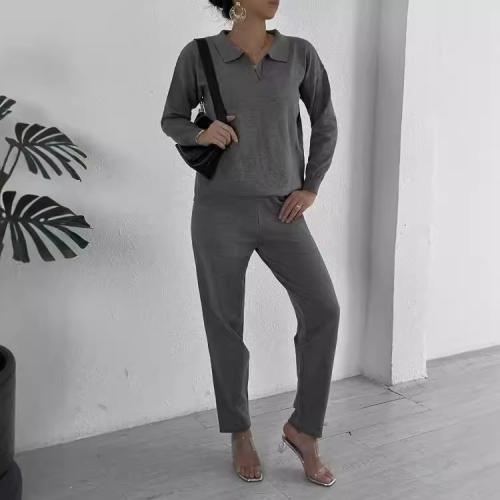 Viscose Fiber Women Casual Set slimming & two piece & thermal Solid Set