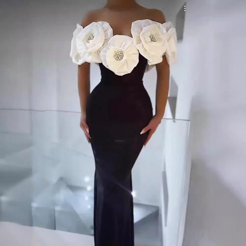 Hot 3D Big Flower Shoulder Hip Dress Fashion Elegant Party Bandage Dress