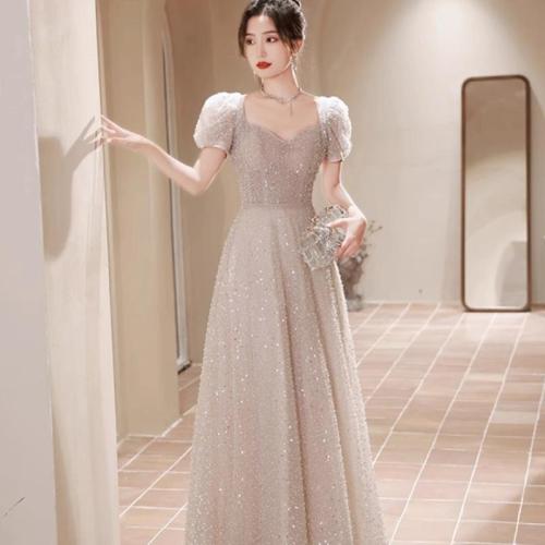 French Evening Dress Women's 2024 New Light Luxury Niche Adult Wedding Host Dress