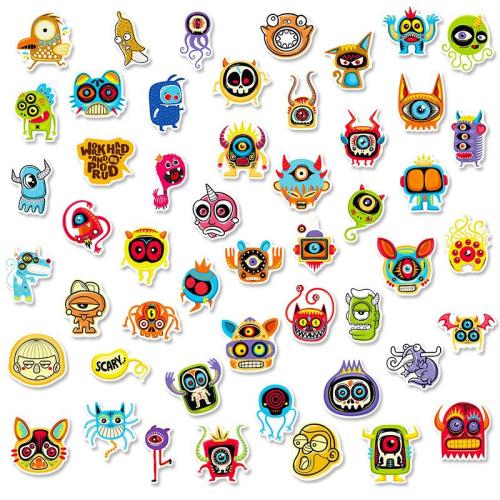 50 pcs small monster stickers graffiti personalized cartoon reward children stickers DIY skateboard luggage waterproof