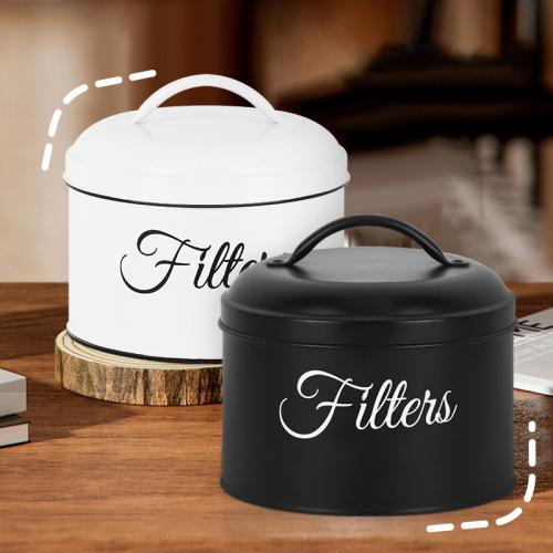 Metal Coffee Filter Paper Storage Barrel Moisture-proof Waterproof Dry Box Storage Simple