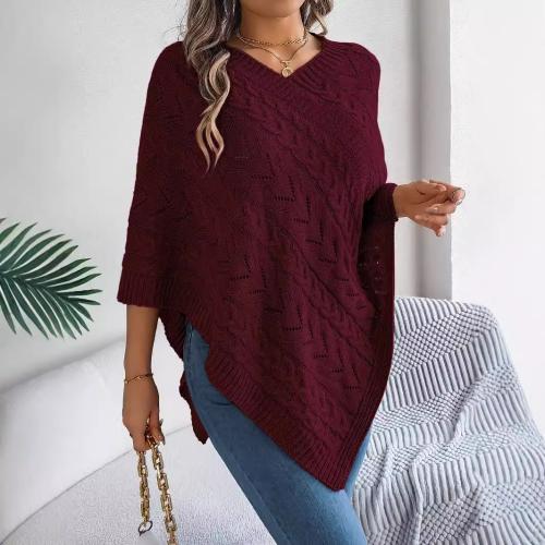 2024 autumn and winter casual solid color twist loose cape sweater coat