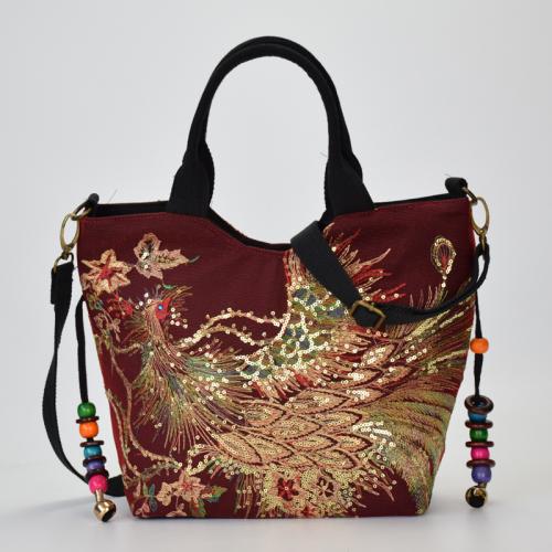 Ethnic style handbag embroidery bag Phoenix Peacock sequins dual-purpose bag