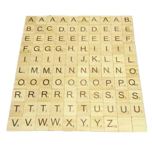 Wooden 26 English Letter Square DIY Spelling Letter Wood Chip Printing Environmental Protection 100 Pieces/Bag