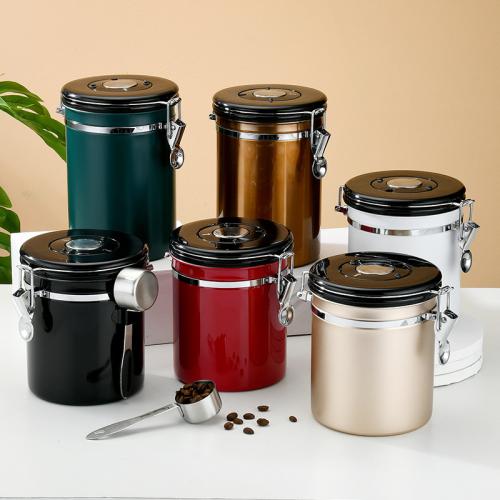 304 stainless steel storage jar with date coffee bean sealed jar with spoon fresh-keeping