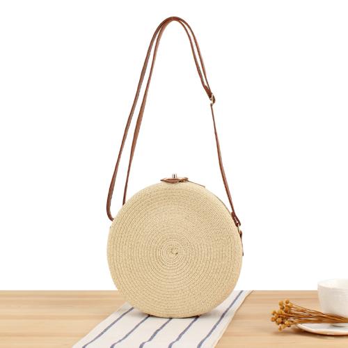 Woven bag slung ethnic style niche fashion woven round cake bag paper rope