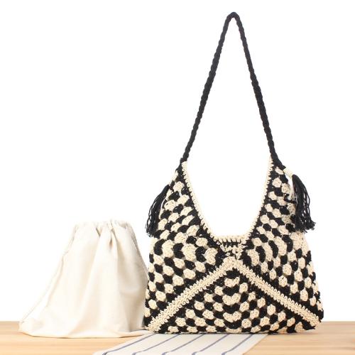 Woven bag 2024 new summer large capacity niche design shoulder tote bag