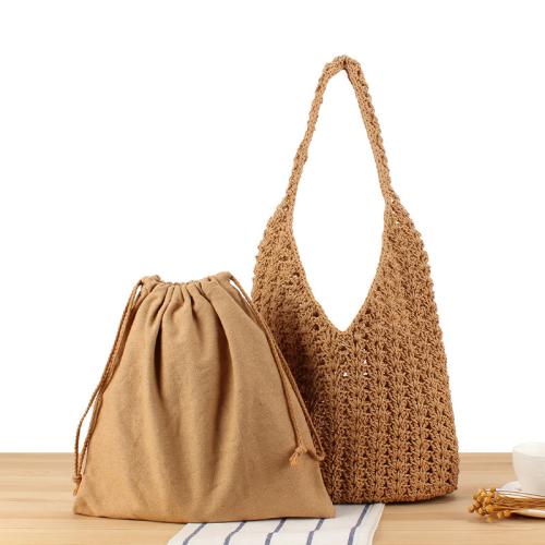 Cotton rope crochet bag simple woven bag hollow shoulder bag tote bag