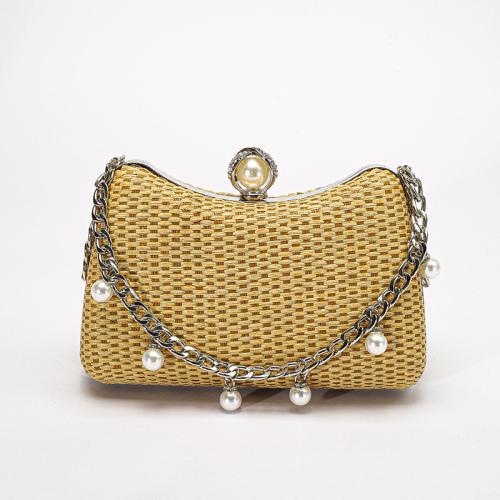 Kunststoffperle & Polyester Clutch Bag, Solide, Gold,  Stück