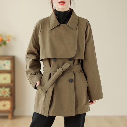 Retro Loose Casual Lace-up Suit Collar Coat Women's 2024 Autumn Women's Mid-length Coat