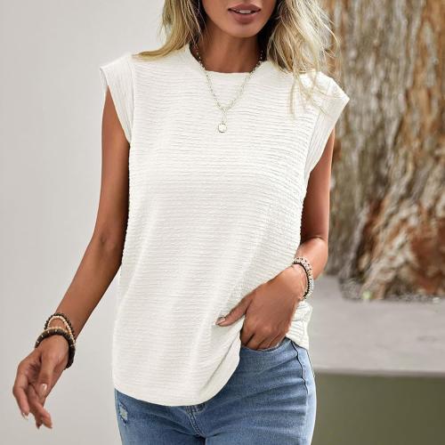 Polyester Women Sleeveless T-shirt slimming & loose patchwork Solid PC