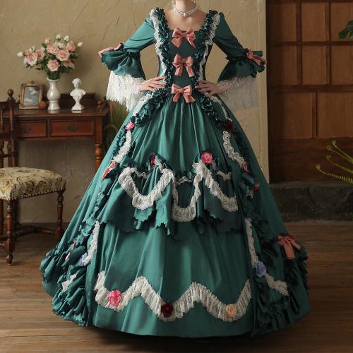 Green Lolita French Court Flower Tour Photo Tea Party Dance Performance Dress Drama Show Dress Princess