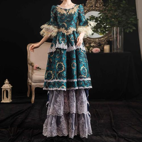 Navy Blue Jacquard Costume Photo Studio Photo Stage Show Annual Meeting European Court Costume Noble Dress