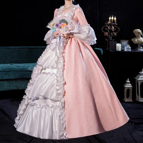 European Noble Princess Dress Pink Jacquard Photo Studio Banquet Drama Performance Victoria Tutu Dress