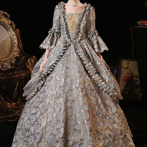 Halloween gray cloak European court dress European performance stage party dinner annual meeting studio drama dress