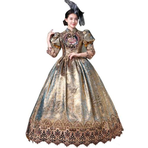 Retro Oil Painting Court Costume Performance Costume Stage European Style Dress European Style Photo Studio Photography Show Annual Meeting Host Female