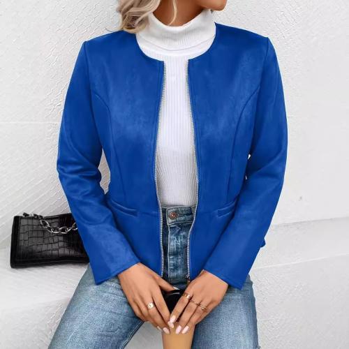 2024 Autumn and winter slim elegant commuter zipper long sleeve coat women