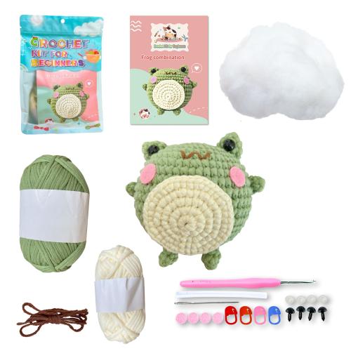 Round Little Frog Doll Handmade Crochet Material Bag English Manual Illustrated DIY Birthday Gift