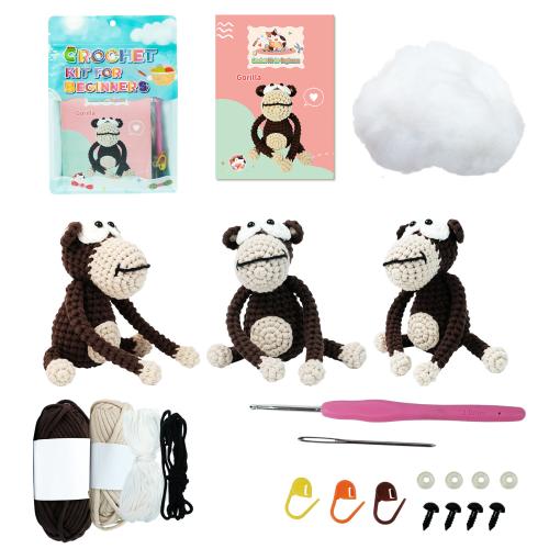 Gorilla doll crochet material package English manual diagram simple beginner handmade