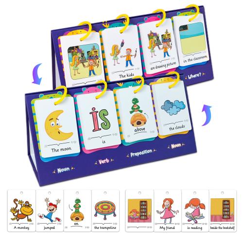 80 English words sentence-making graphic puzzle desktop cards parent-child interactive early education toys