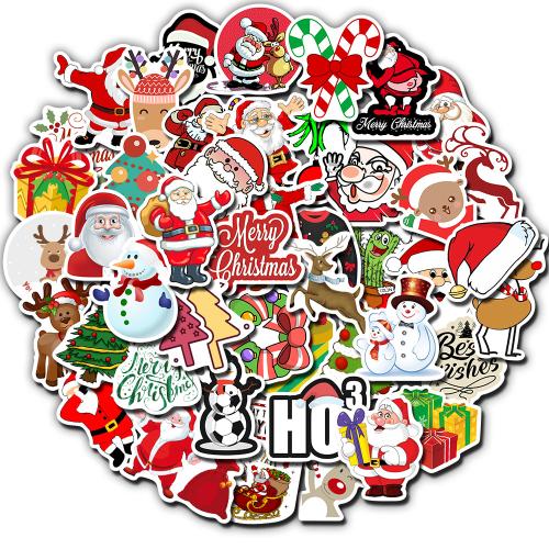 Pressure-Sensitive Adhesive & PVC Creative & Waterproof Decorative Sticker christmas design mixed colors Bag