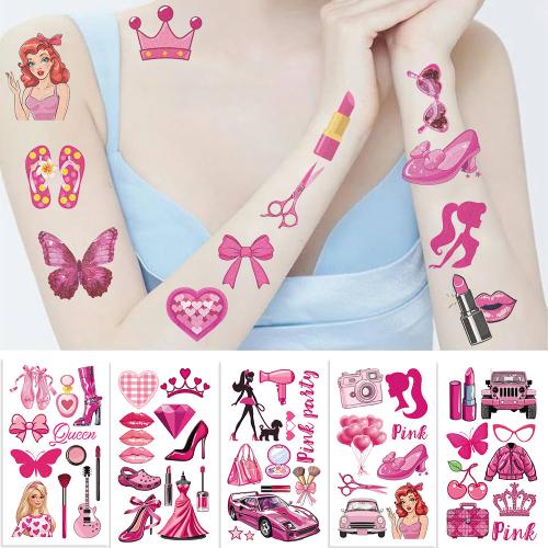 New Pink Girl Party Tattoo Sticker Waterproof Party Party Gift Funny Face Sticker