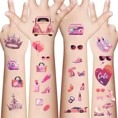 New pink party girl tattoo waterproof party party gifts funny face stickers