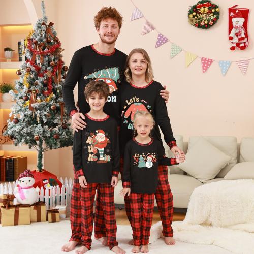 Tianming Clothing Parent-Child Home Clothes Christmas Plaid Patchwork Printed Home Clothes