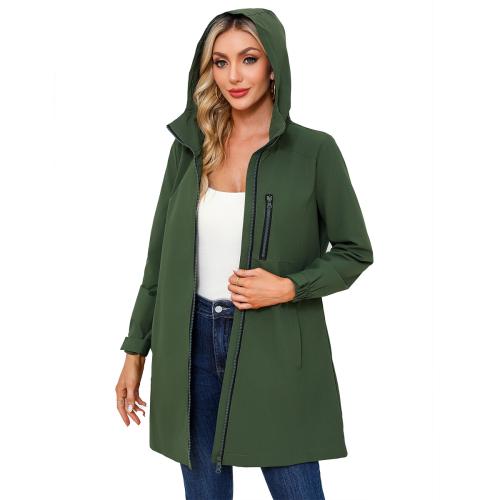 Outdoor Sports Anti-splashing Windbreaker Women's Hooded Long-sleeved Coat Loose Casual Windproof