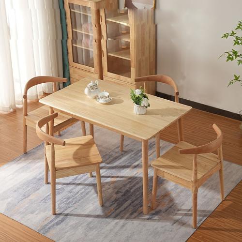 Solid Wood Dining Table Nordic Log Table and Chair Combination Modern Simple Dining Table Rectangular