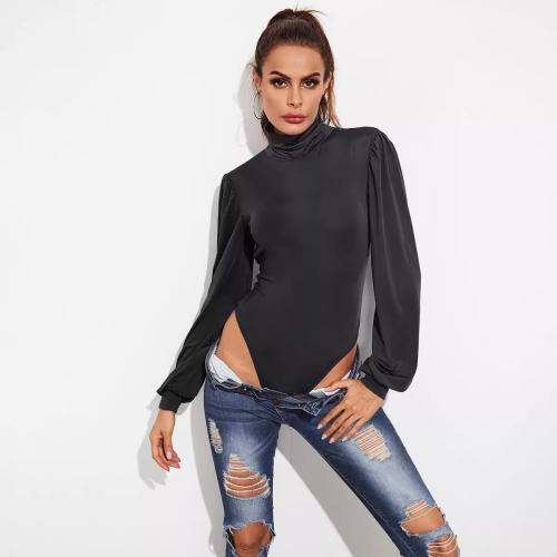 Women's Strap Backless Women's Autumn Nightclub Small High Collar Turtleneck Long Sleeve Jumpsuit Sexy Solid Color Base Shirt