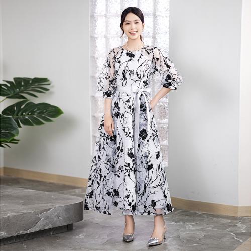 Evening Dress Women's 2024 New Long plus size Elegant Slimming Host Wear Printed dress