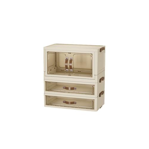 Desktop double-door cosmetic storage box drawer-type stackable multi-layer storage cabinet