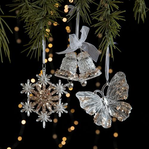 Christmas decorations sequins acrylic transparent snowflake pendant Christmas tree layout props