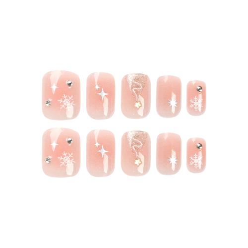 Christmas snowflake manicure fake nail short wear nail nail stickers nail piece star Awn wear nail piece nail beauty piece