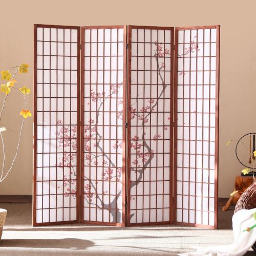 Japanese style screen partition modern minimalist home hallway movable wooden folding screen