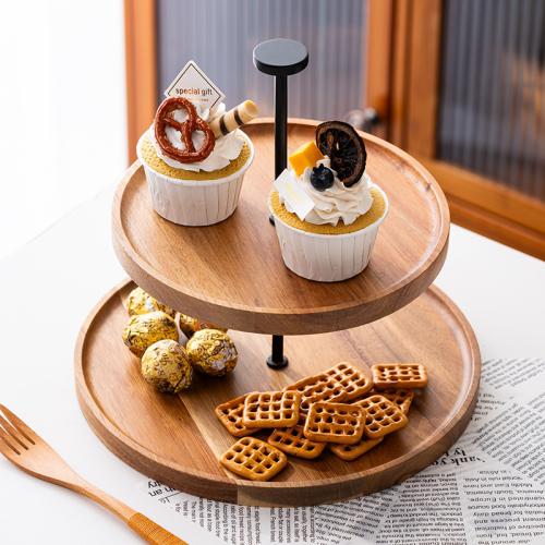 Household Exquisite Cake Plate String Plate Acacia Wood Living Room Party Fruit Plate Dessert Plate